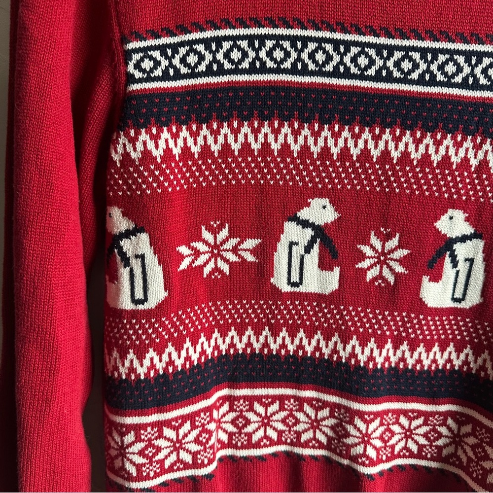 Dockers Polar Bear Fair Isle Sweater Red Ski Nordic Winter Knit Cozy Pullover M - Picture 3 of 11